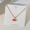 Wholesale Women's Titanium Steel And Copper Water Drop Cherry Pendant Clavicle Chain Jewelry With Flower And Geometric Pattern And Electroplating Process Sweet Style