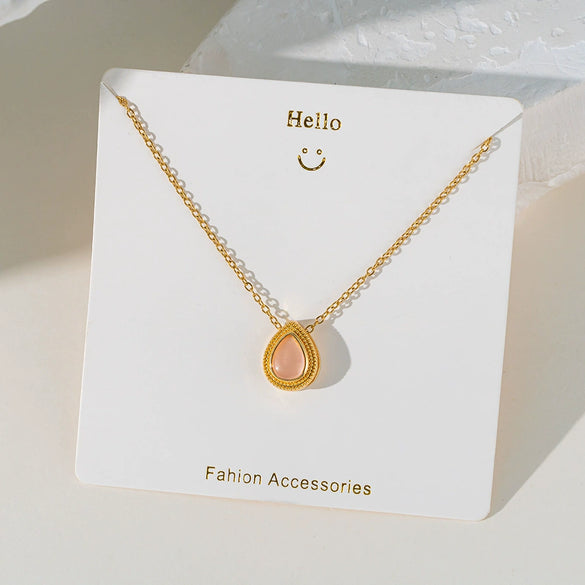 Wholesale Women's Titanium Steel And Copper Water Drop Cherry Pendant Clavicle Chain Jewelry With Flower And Geometric Pattern And Electroplating Process Sweet Style