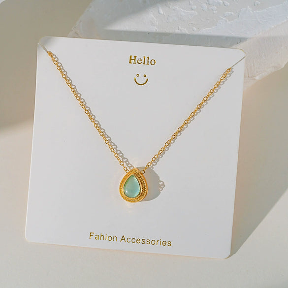 Wholesale Women's Titanium Steel And Copper Water Drop Cherry Pendant Clavicle Chain Jewelry With Flower And Geometric Pattern And Electroplating Process Sweet Style