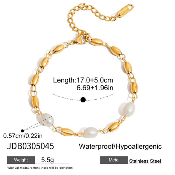 Wholesale Women's Titanium Steel And Freshwater Pearl Bracelet With Little Bear Pig Small Animal Pattern Electroplated Light Luxury High End Jewelry