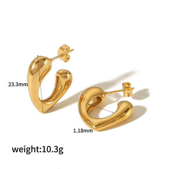 Wholesale Women's Titanium Steel And 18K Gold Geometric Electroplated Earrings