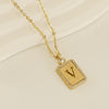 Wholesale Women's 316L Stainless Steel And 18K Gold Plated Diamond Letter Pendant Necklace With Cross Chain
