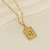 Wholesale Women's 316L Stainless Steel And 18K Gold Plated Diamond Letter Pendant Necklace With Cross Chain