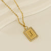 Wholesale Women's 316L Stainless Steel And 18K Gold Plated Diamond Letter Pendant Necklace With Cross Chain