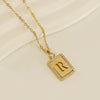 Wholesale Women's 316L Stainless Steel And 18K Gold Plated Diamond Letter Pendant Necklace With Cross Chain