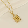 Wholesale Women's 316L Stainless Steel And 18K Gold Plated Diamond Letter Pendant Necklace With Cross Chain