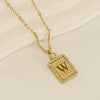 Wholesale Women's 316L Stainless Steel And 18K Gold Plated Diamond Letter Pendant Necklace With Cross Chain