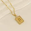 Wholesale Women's 316L Stainless Steel And 18K Gold Plated Diamond Letter Pendant Necklace With Cross Chain