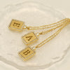 Wholesale Women's 316L Stainless Steel And 18K Gold Plated Diamond Letter Pendant Necklace With Cross Chain