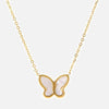 Wholesale Women's Titanium Steel And Motherofpearl French Retro Butterfly Pendant Necklace With Geometric Pattern And Electroplating