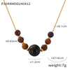 Wholesale Women's Titanium Steel And Natural Stone Tiger Eye Maillard Style Geometric Handbeaded Electroplated Necklace Jewelry