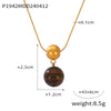 Wholesale Women's Titanium Steel And Natural Stone Tiger Eye Maillard Style Geometric Handbeaded Electroplated Necklace Jewelry