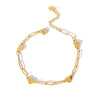 Wholesale Women's Titanium Steel And Pearl Bracelet With Love Pendant Geometric Design 18K Vacuum Plated In Furnace