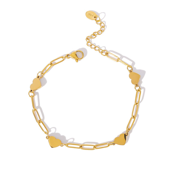 Wholesale Women's Titanium Steel And Pearl Bracelet With Love Pendant Geometric Design 18K Vacuum Plated In Furnace