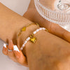 Wholesale Women's Titanium Steel And Pearl Bracelet With Love Pendant Geometric Design 18K Vacuum Plated In Furnace