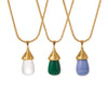 Wholesale Women's Titanium Steel And Resin Water Drop Pendant Cauliflower Texture Clavicle Necklace With Casting Process And 18K Real Gold Plated Color Retention