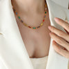 Wholesale Women's 316L Stainless Steel And Rhinestone Clavicle Necklace And Bracelet Set With Electroplating Design