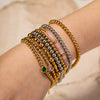 Wholesale Women's Titanium Steel And Stainless Steel Bracelet With 16K Gold Beads Green Love Zircon Geometric Pattern Electroplated