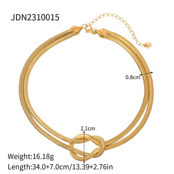 Wholesale Women's Titanium Steel And Stainless Steel Double Woven Knotted Necklace With Geometric Design And Electroplating