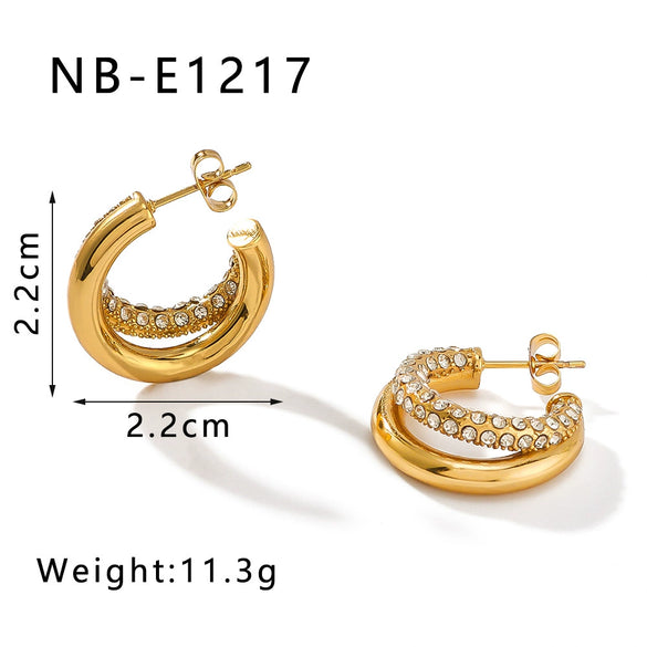 Wholesale Women's Titanium Steel And Stainless Steel Earrings With Geometric C Pattern 18K Vacuum Plated In Furnace