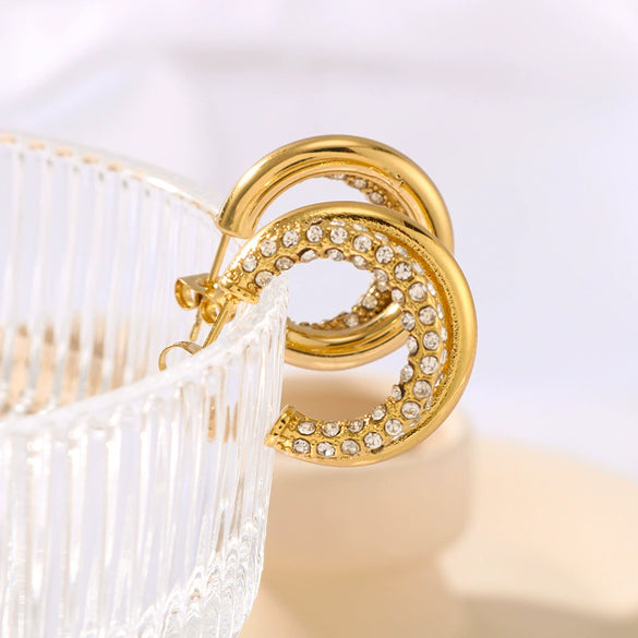 Wholesale Women's Titanium Steel And Stainless Steel Earrings With Geometric C Pattern 18K Vacuum Plated In Furnace
