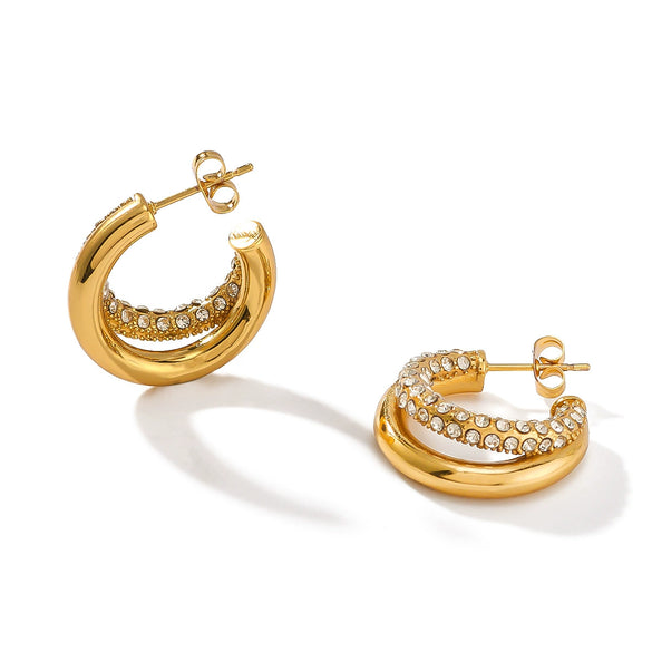 Wholesale Women's Titanium Steel And Stainless Steel Earrings With Geometric C Pattern 18K Vacuum Plated In Furnace