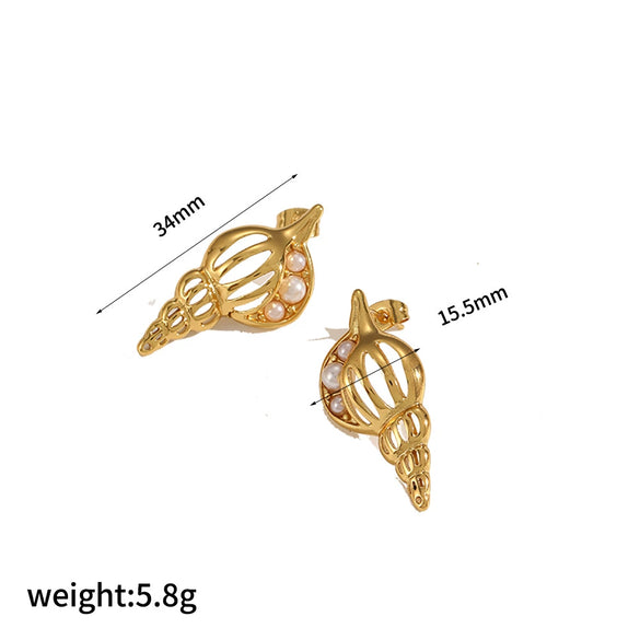 Wholesale Women's Titanium Steel And Stainless Steel Earrings With 18K Gold Geometric Design