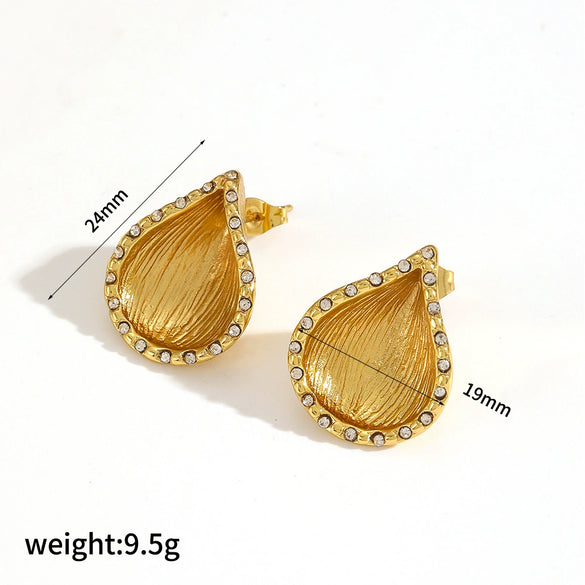Wholesale Women's Titanium Steel And Stainless Steel Earrings With 18K Gold Geometric Design