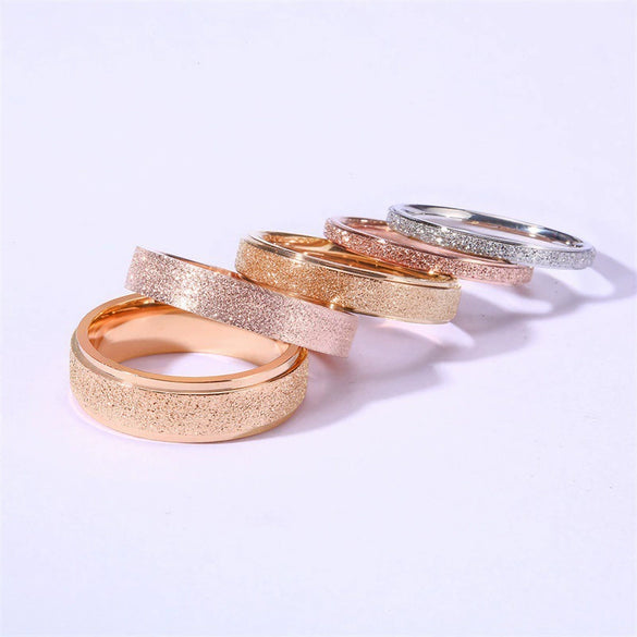 Wholesale Women's Titanium Steel And Stainless Steel Frosted Geometric Simple Ring