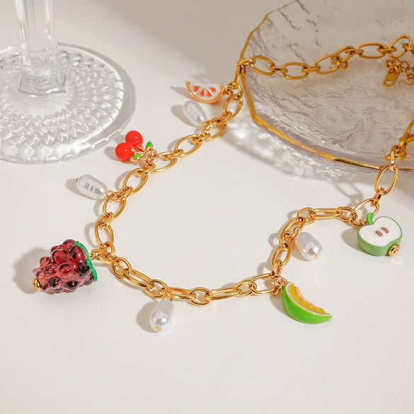 Wholesale Women's Titanium Steel And Stainless Steel Fruit Shaped Clavicle Chain Pendant Jewelry With Electroplating