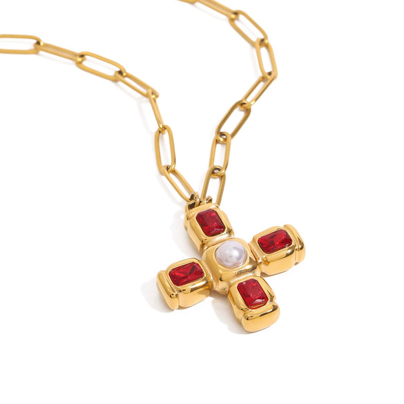 Wholesale Women's Titanium Steel And Stainless Steel Geometric Cross Necklace Electroplated Jewelry