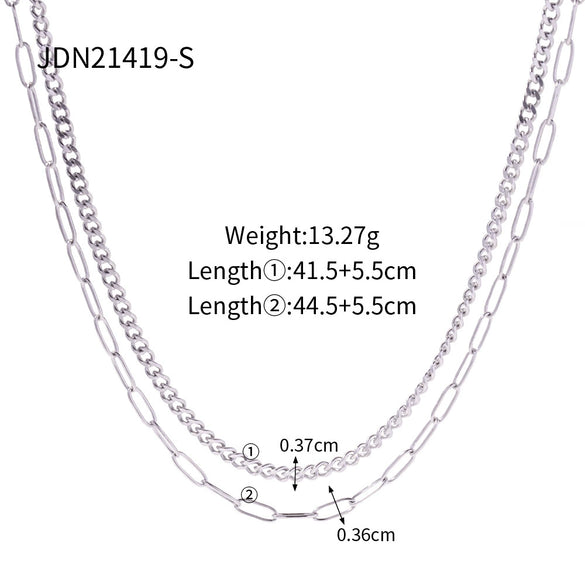 Wholesale Women's Titanium Steel And Stainless Steel Geometric Cuban Clavicle Necklace With Electroplating