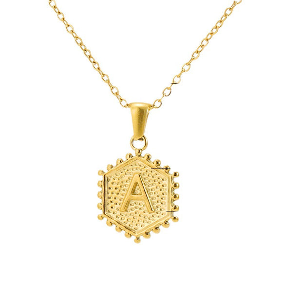 Wholesale Women's Titanium Steel And Stainless Steel Geometric Letter Pendant Necklace With Cross Chain And Electroplating Treatment