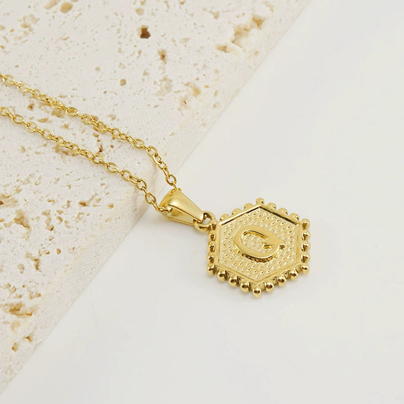 Wholesale Women's Titanium Steel And Stainless Steel Geometric Letter Pendant Necklace With Cross Chain And Electroplating Treatment