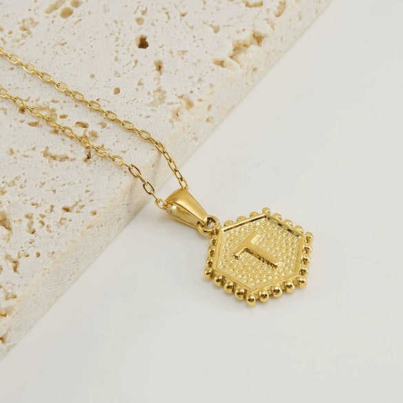 Wholesale Women's Titanium Steel And Stainless Steel Geometric Letter Pendant Necklace With Cross Chain And Electroplating Treatment