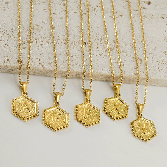 Wholesale Women's Titanium Steel And Stainless Steel Geometric Letter Pendant Necklace With Cross Chain And Electroplating Treatment