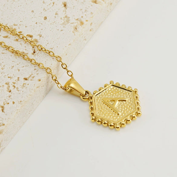 Wholesale Women's Titanium Steel And Stainless Steel Geometric Letter Pendant Necklace With Cross Chain And Electroplating Treatment