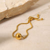 Wholesale Women's Titanium Steel And Stainless Steel Geometric Pattern Electroplated Bracelet With 18K Gold Ball Pendant