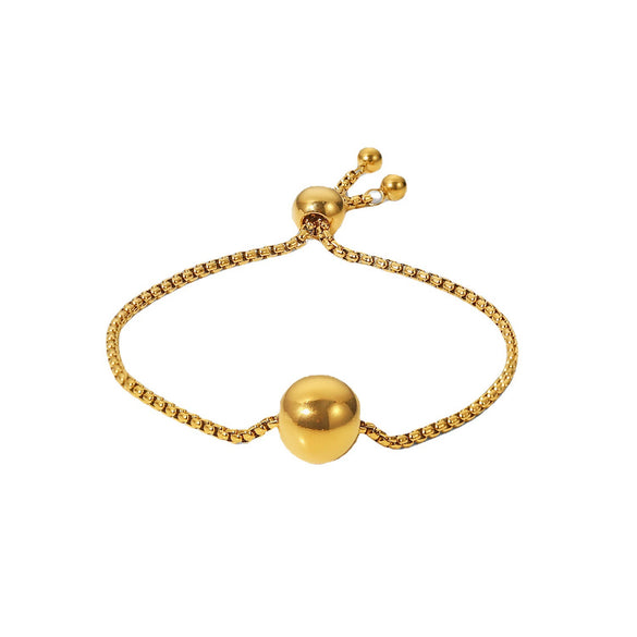 Wholesale Women's Titanium Steel And Stainless Steel Geometric Pattern Electroplated Bracelet With 18K Gold Ball Pendant