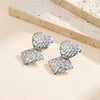 Wholesale Women's Titanium Steel And Stainless Steel Geometric Square Heartshaped Hammered Texture Earrings With Vacuum Real Gold Plating