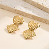 Wholesale Women's Titanium Steel And Stainless Steel Geometric Square Heartshaped Hammered Texture Earrings With Vacuum Real Gold Plating