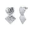 Wholesale Women's Titanium Steel And Stainless Steel Geometric Square Heartshaped Hammered Texture Earrings With Vacuum Real Gold Plating