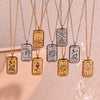 Wholesale Women's Titanium Steel And Stainless Steel Geometric Square Tarot Power Necklace 18K Gold Plated