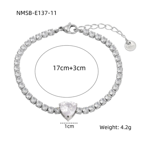 Wholesale Women's Titanium Steel And Stainless Steel Geometric Style Electroplated Zircon Bracelet