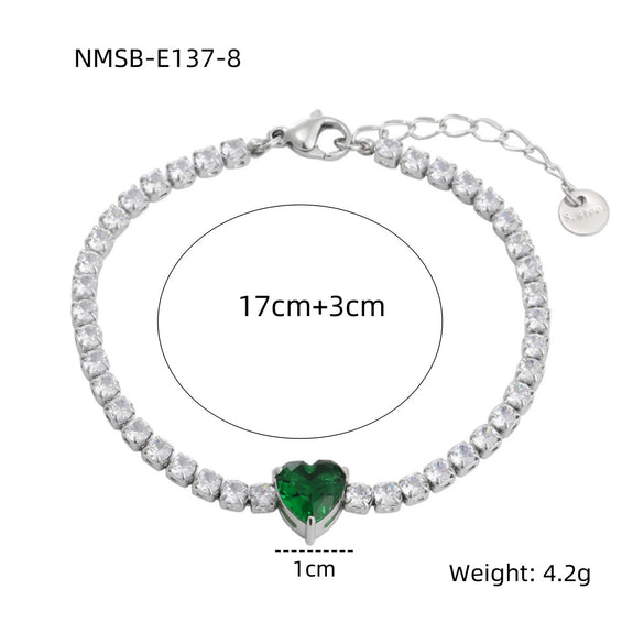 Wholesale Women's Titanium Steel And Stainless Steel Geometric Style Electroplated Zircon Bracelet
