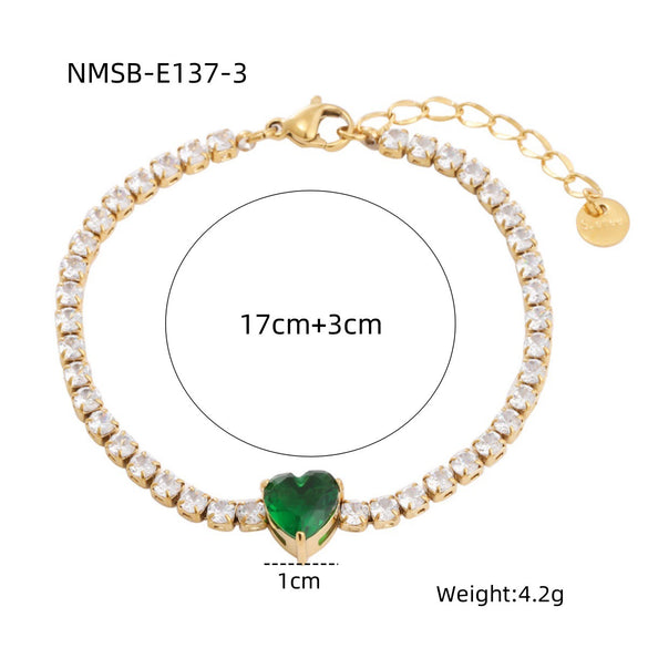 Wholesale Women's Titanium Steel And Stainless Steel Geometric Style Electroplated Zircon Bracelet