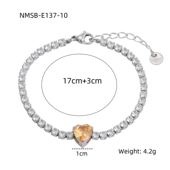 Wholesale Women's Titanium Steel And Stainless Steel Geometric Style Electroplated Zircon Bracelet