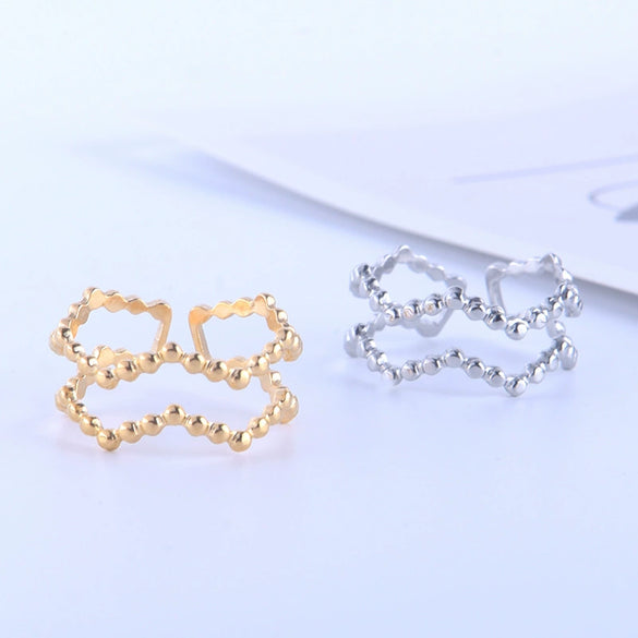 Wholesale Women's Titanium Steel And Stainless Steel Geometric Style Ring With Electroplating