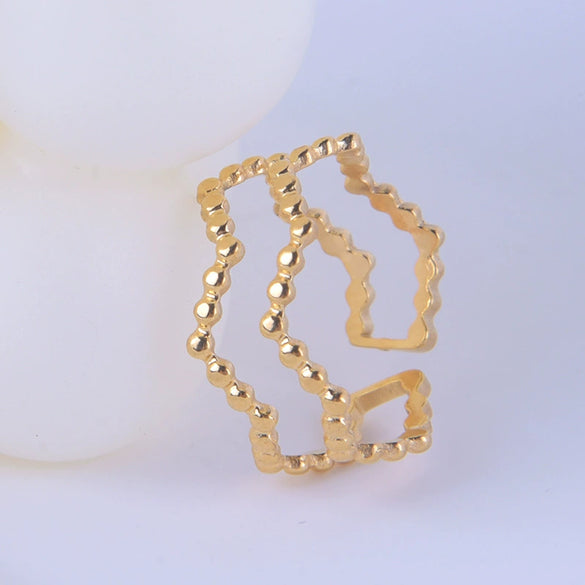 Wholesale Women's Titanium Steel And Stainless Steel Geometric Style Ring With Electroplating