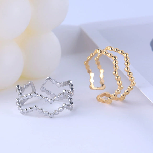 Wholesale Women's Titanium Steel And Stainless Steel Geometric Style Ring With Electroplating